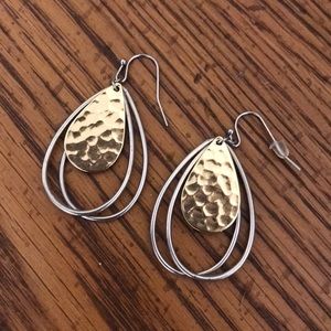 Silver and Gold multiple layer teardrop earrings